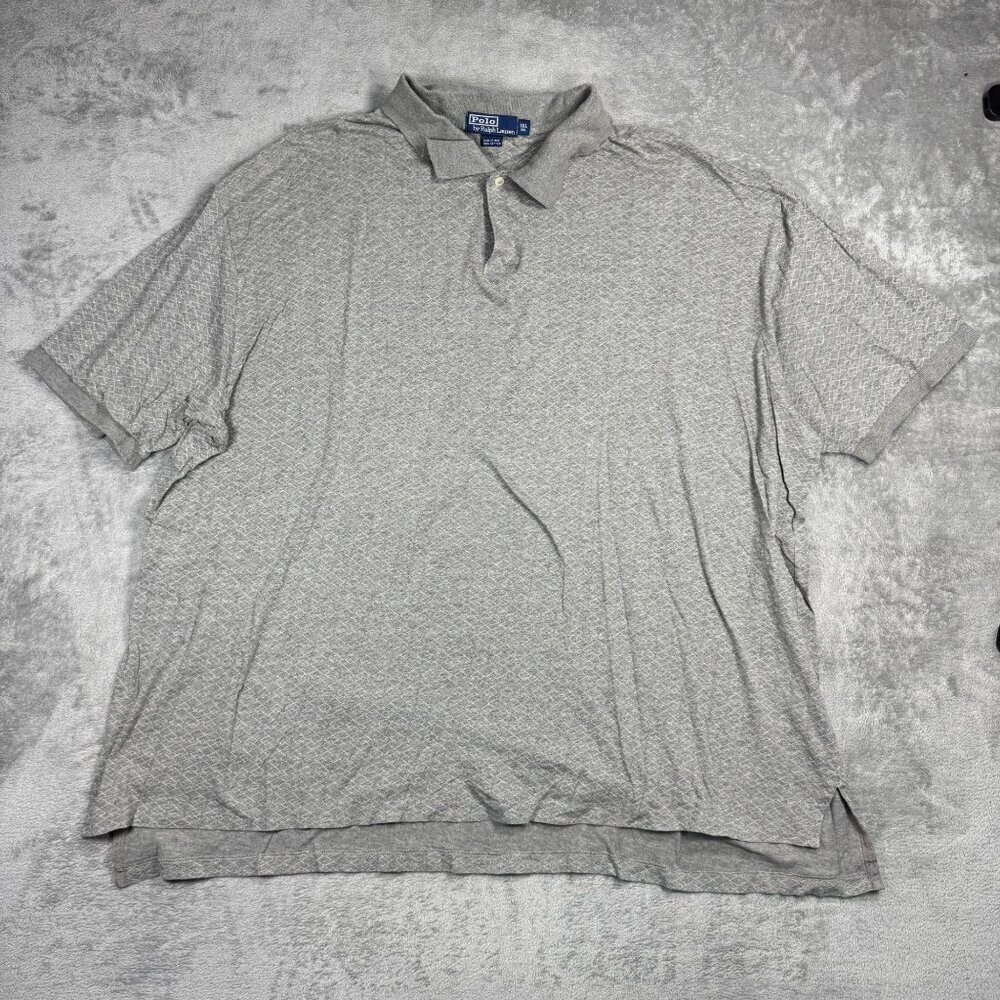 Y2K Polo Ralph Lauren Mens 3XB Gray Polo Shirt Business Casual Office Preppy